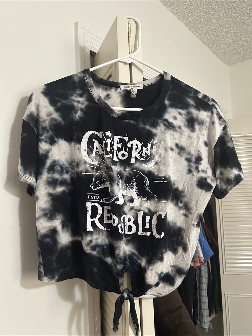 Caution To The Wind Tie-Dye Crop Tee - Black & White